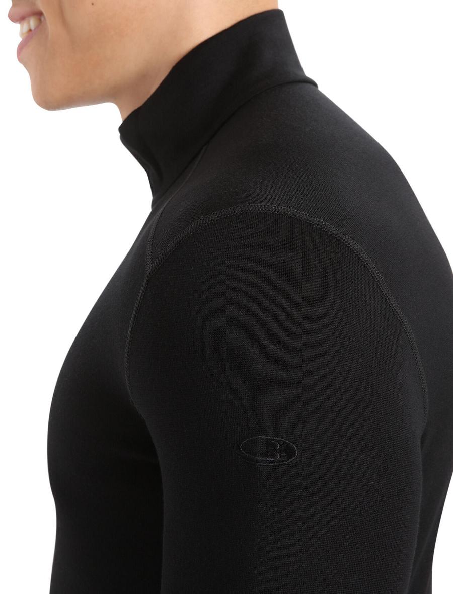 Men's Icebreaker Merino 260 Tech Long Sleeve Half Zip Thermal Top Base Layers Black | CA 1560HAPK